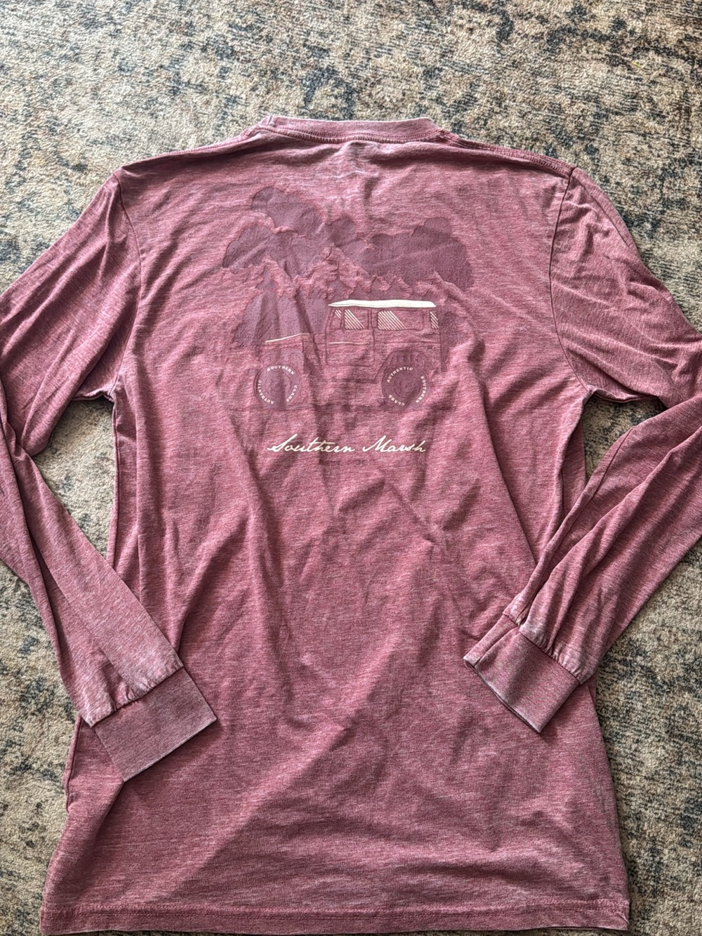 Southern Marsh Long Sleeve Crewneck Tee - Heather Maroon
